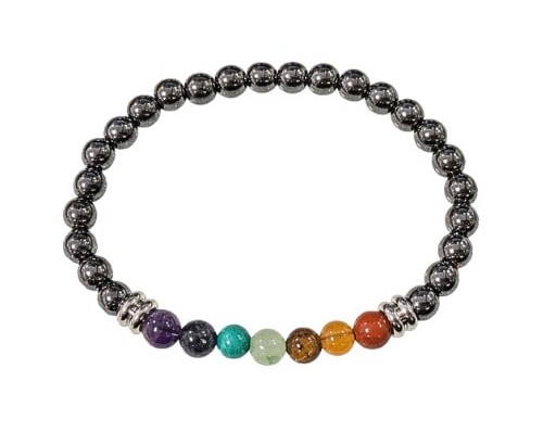 Hematite Bracelet & 7 Chakras beads - 6mm